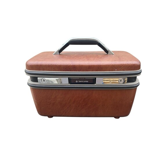 Vintage Samsonite Sentry Brown Hard Train Make up Case w/ Full Mirror Tray Key - Picture 1 of 11